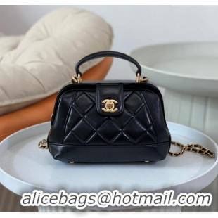 Best Price Chanel Shiny Lambskin Mini Bag with Top Handle Bag AS4958 Black 2024