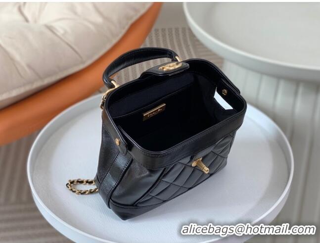 Best Price Chanel Shiny Lambskin Mini Bag with Top Handle Bag AS4958 Black 2024