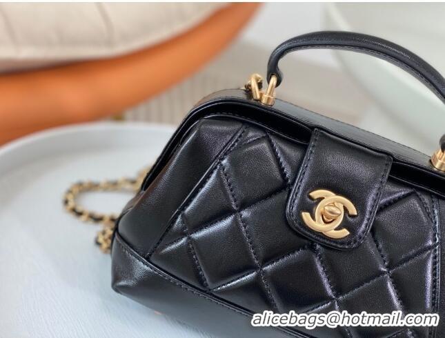 Best Price Chanel Shiny Lambskin Mini Bag with Top Handle Bag AS4958 Black 2024