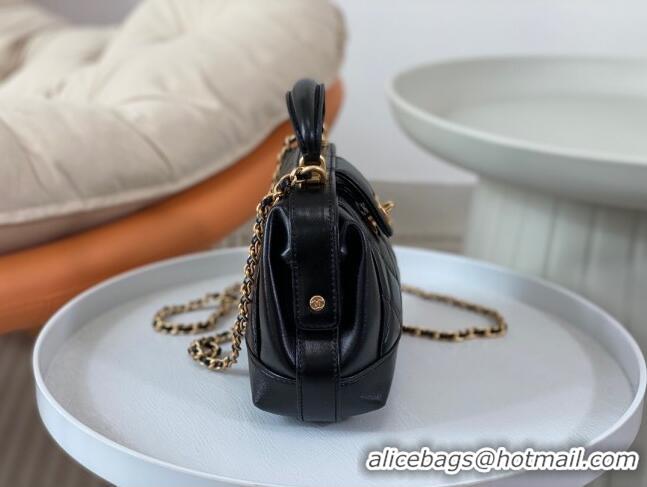 Best Price Chanel Shiny Lambskin Mini Bag with Top Handle Bag AS4958 Black 2024