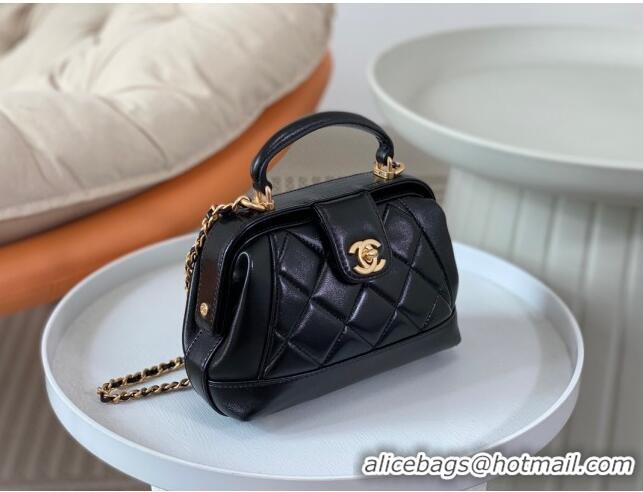 Best Price Chanel Shiny Lambskin Mini Bag with Top Handle Bag AS4958 Black 2024