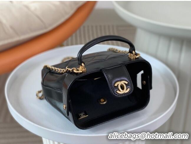 Best Price Chanel Shiny Lambskin Mini Bag with Top Handle Bag AS4958 Black 2024