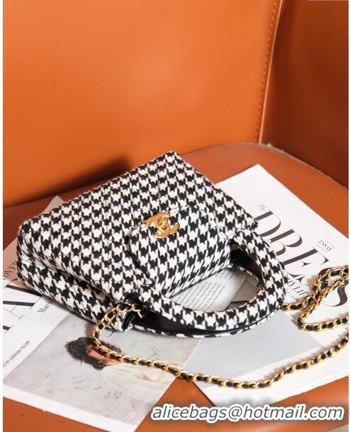 Original Cheap Chanel Mini Shopping Bag in Houndstooth Tweed AS4416 White/Black 2024