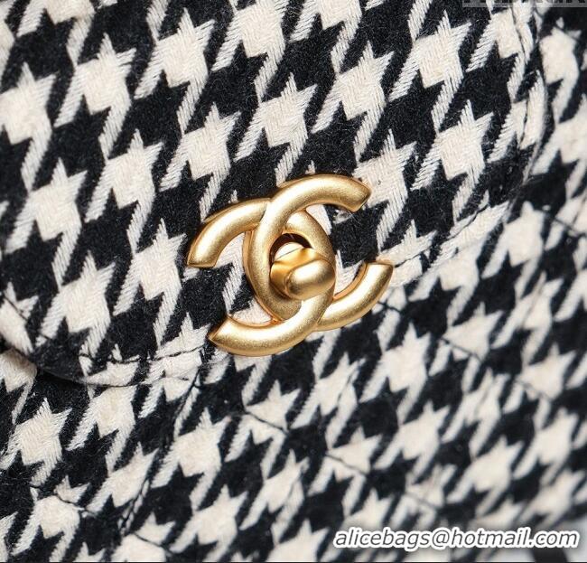 Original Cheap Chanel Mini Shopping Bag in Houndstooth Tweed AS4416 White/Black 2024