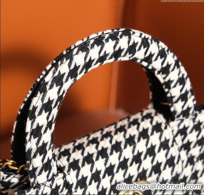 Original Cheap Chanel Mini Shopping Bag in Houndstooth Tweed AS4416 White/Black 2024