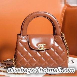 Reasonable Price Chanel Mini Shopping Bag in Shiny Calfskin AS4416 Brown 2024