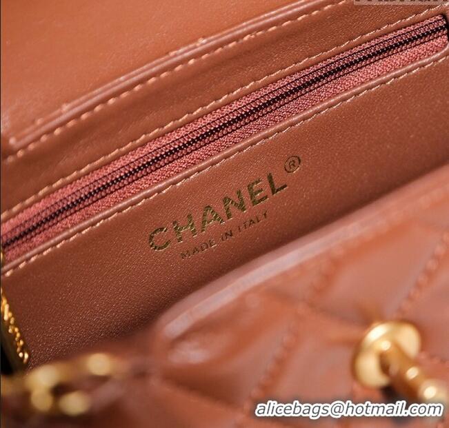 Reasonable Price Chanel Mini Shopping Bag in Shiny Calfskin AS4416 Brown 2024