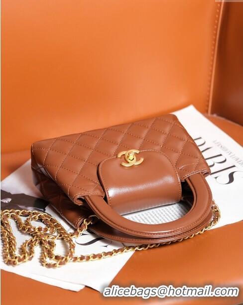 Reasonable Price Chanel Mini Shopping Bag in Shiny Calfskin AS4416 Brown 2024