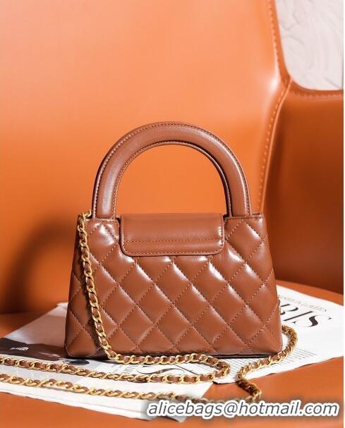 Reasonable Price Chanel Mini Shopping Bag in Shiny Calfskin AS4416 Brown 2024