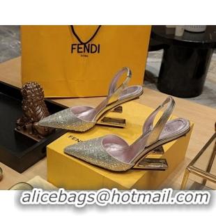 Sumptuous Fendi First Slingback Pumps 9cm in Crystals Gold 326091