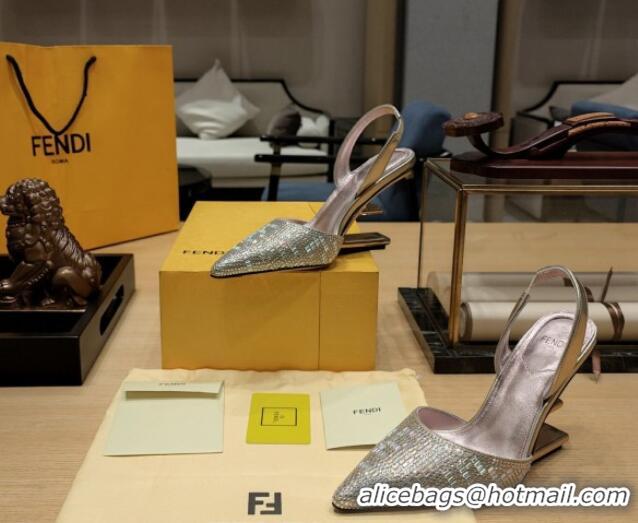 Sumptuous Fendi First Slingback Pumps 9cm in Crystals Gold 326091