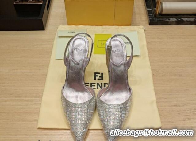 Sumptuous Fendi First Slingback Pumps 9cm in Crystals Gold 326091