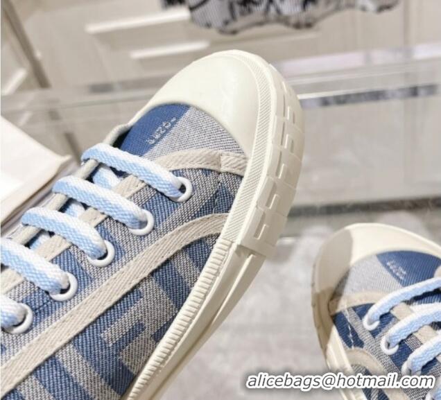 Most Popular Fendi Domino Low-top Sneakers in FF Canvas Denim Blue/Grey 604165