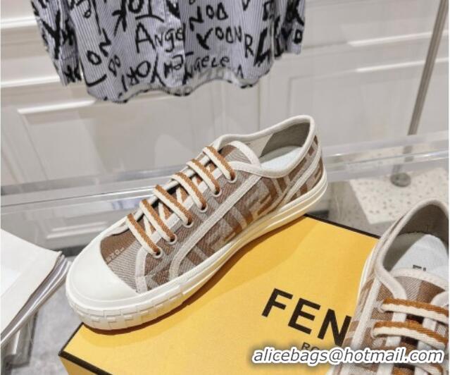 Big Discount Fendi Domino Low-top Sneakers in FF Canvas Brown/Grey 604166