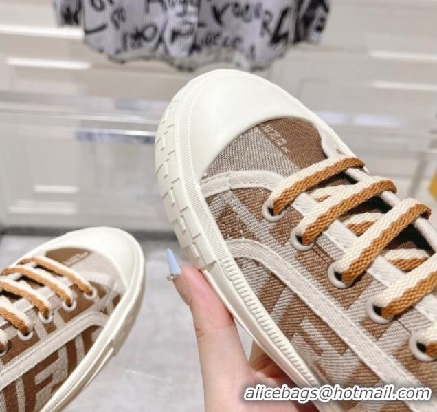 Big Discount Fendi Domino Low-top Sneakers in FF Canvas Brown/Grey 604166