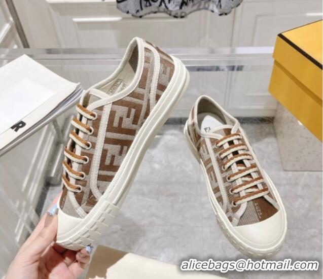 Big Discount Fendi Domino Low-top Sneakers in FF Canvas Brown/Grey 604166