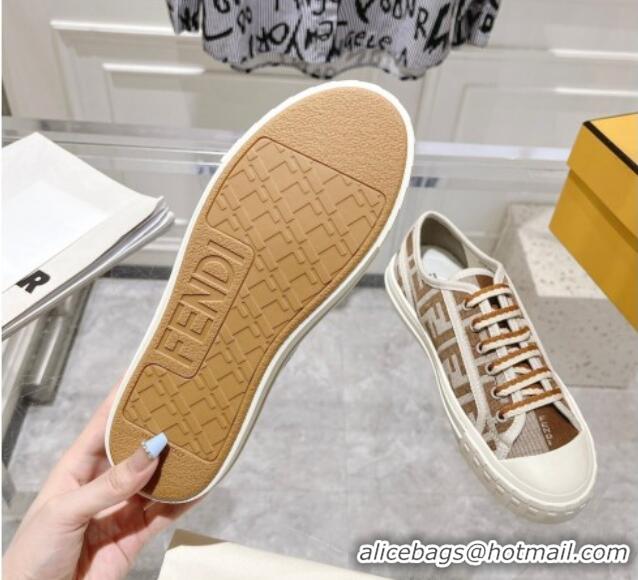 Big Discount Fendi Domino Low-top Sneakers in FF Canvas Brown/Grey 604166