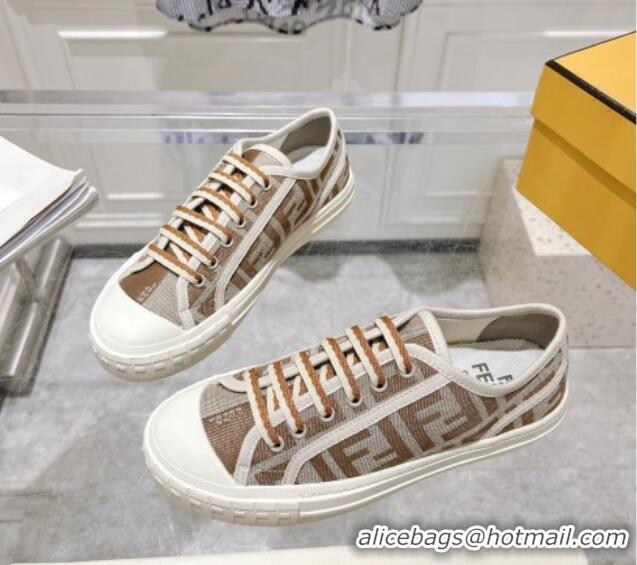 Big Discount Fendi Domino Low-top Sneakers in FF Canvas Brown/Grey 604166