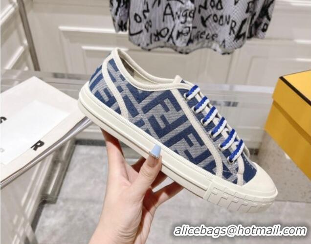 Best Price Fendi Domino Low-top Sneakers in FF Canvas Grey/Navy Blue 604168