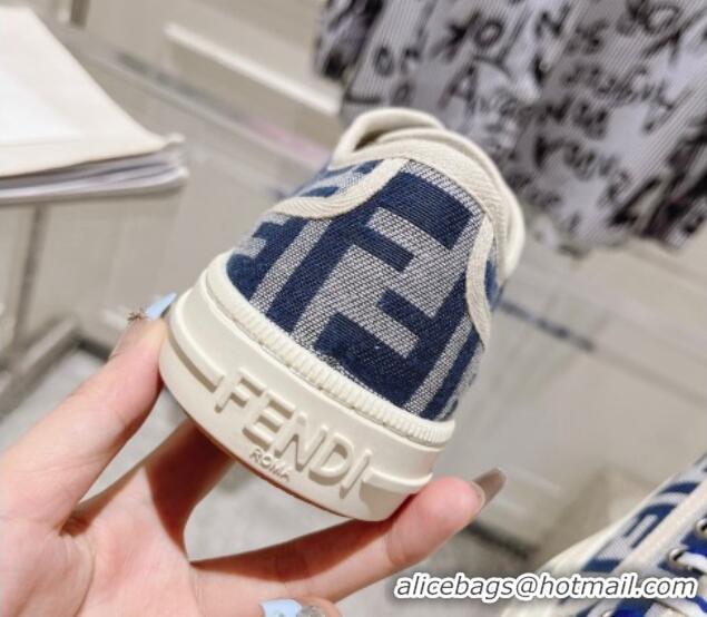 Best Price Fendi Domino Low-top Sneakers in FF Canvas Grey/Navy Blue 604168