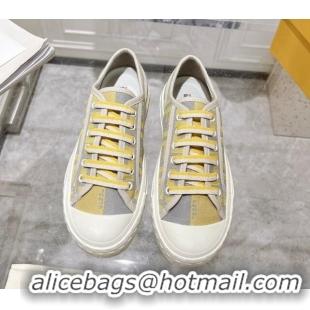 Luxurious Fendi Domino Low-top Sneakers in FF Canvas Grey/Yellow 604169