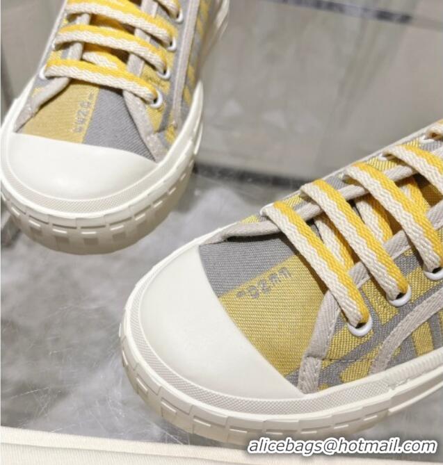 Luxurious Fendi Domino Low-top Sneakers in FF Canvas Grey/Yellow 604169