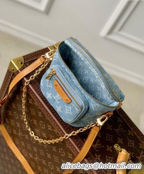 Unique Grade Louis Vuitton Mini Bumbag in Blue Monogram Denim 100% GOTS-certified Cotton M83353 2024