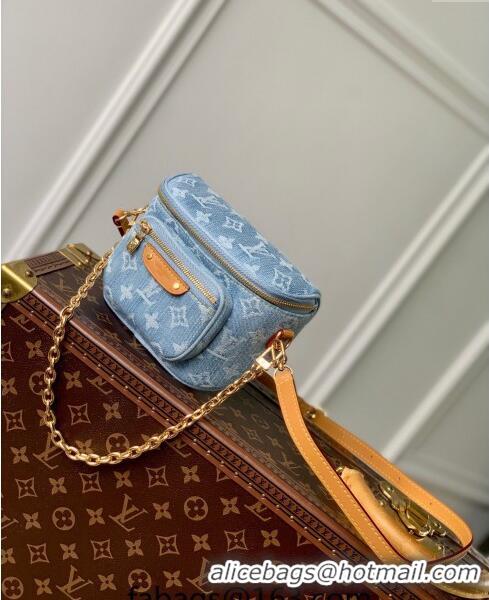 Unique Grade Louis Vuitton Mini Bumbag in Blue Monogram Denim 100% GOTS-certified Cotton M83353 2024