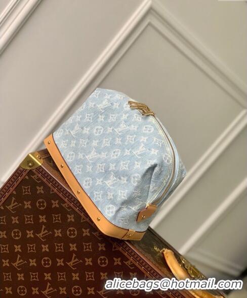 Grade Design Louis Vuitton Pochette Cosmetique GM Clutch in Washed Blue Monogram Denim 100% GOTS-certified Cotton M24317