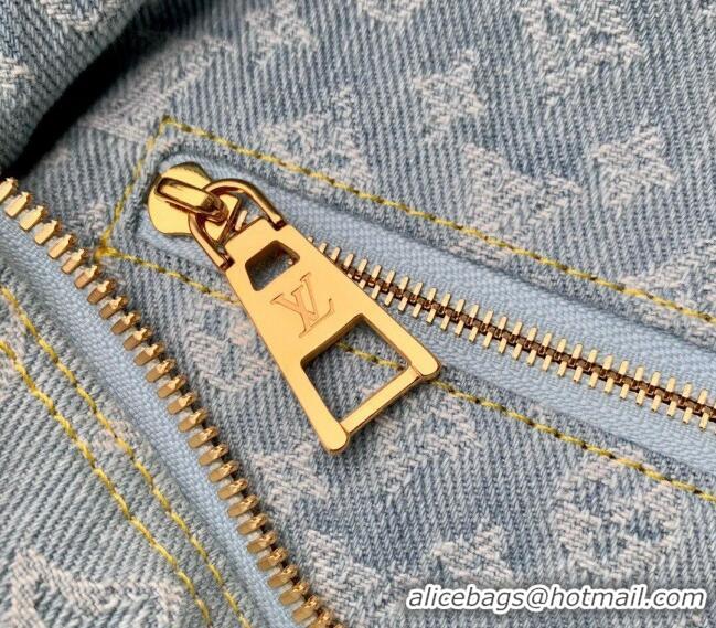 Grade Design Louis Vuitton Pochette Cosmetique GM Clutch in Washed Blue Monogram Denim 100% GOTS-certified Cotton M24317