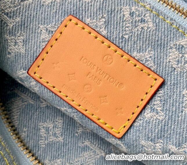 Grade Design Louis Vuitton Pochette Cosmetique GM Clutch in Washed Blue Monogram Denim 100% GOTS-certified Cotton M24317