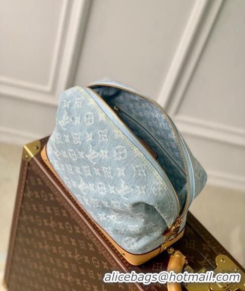 Grade Design Louis Vuitton Pochette Cosmetique GM Clutch in Washed Blue Monogram Denim 100% GOTS-certified Cotton M24317