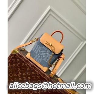 Promotional Louis Vuitton Nano Steamer Mini bag in Blue Damier Denim 3D Cotton Canvas N40751 2024