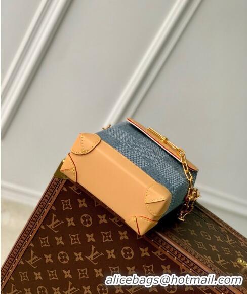 Promotional Louis Vuitton Nano Steamer Mini bag in Blue Damier Denim 3D Cotton Canvas N40751 2024