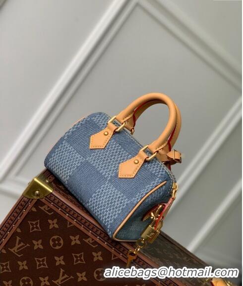 Top Quality Louis Vuitton Speedy 18 Bandoulière bag in Blue Damier Denim 3D Cotton N40682 2024