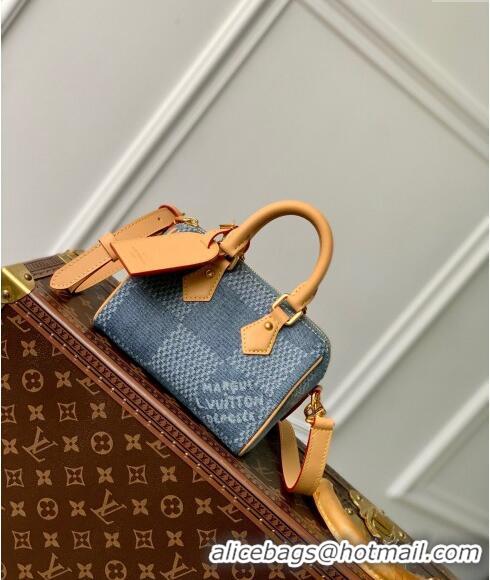 Top Quality Louis Vuitton Speedy 18 Bandoulière bag in Blue Damier Denim 3D Cotton N40682 2024