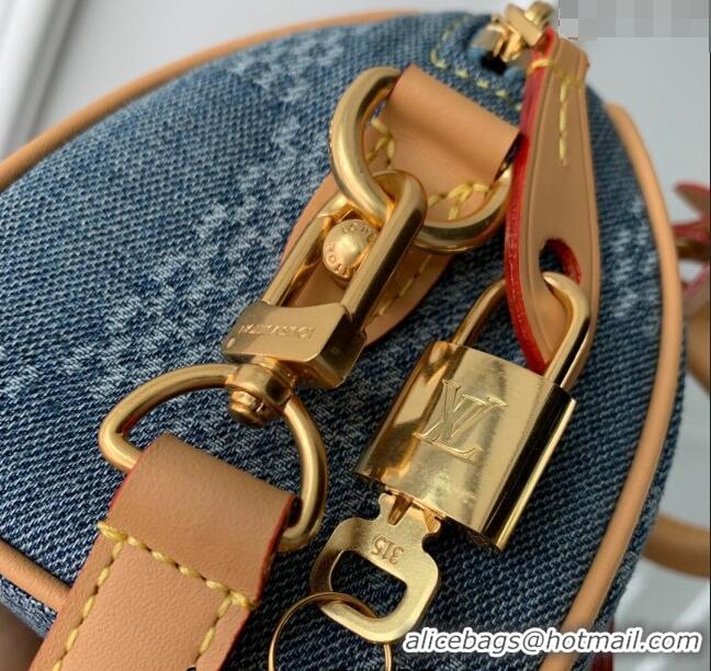 Top Quality Louis Vuitton Speedy 18 Bandoulière bag in Blue Damier Denim 3D Cotton N40682 2024