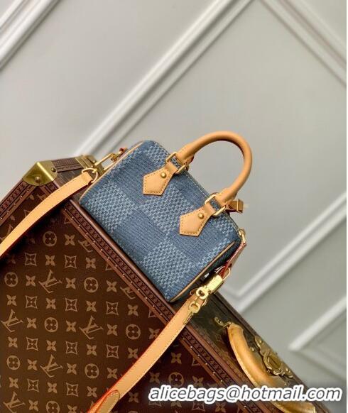 Top Quality Louis Vuitton Speedy 18 Bandoulière bag in Blue Damier Denim 3D Cotton N40682 2024