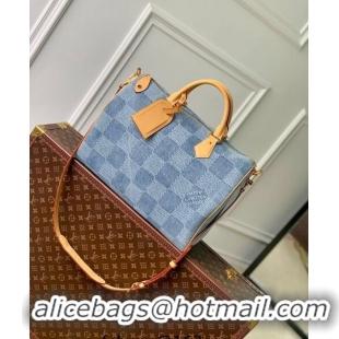 Famous Brand Louis Vuitton Speedy 40 Bandouliere bag in Blue Damier Denim 3D Cotton N40701 2024