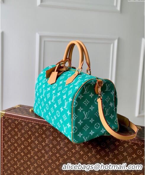 Shop Grade Louis Vuitton RUNWAY Speedy P9 Bandouliere 40 Bag in Soft Calfskin M24417 Blue 2024