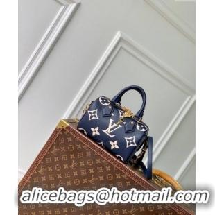 Big Discount Louis Vuitton Speedy Bandouliere 20 Bag in Bicolor Empreinte Monogram Leather M47048 Navy Blue/White 2024