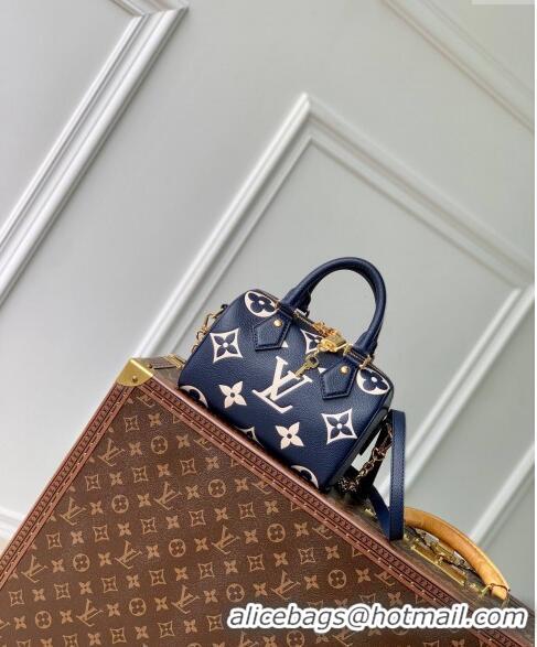 Big Discount Louis Vuitton Speedy Bandouliere 20 Bag in Bicolor Empreinte Monogram Leather M47048 Navy Blue/White 2024