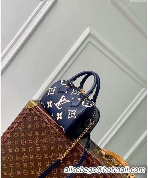 Big Discount Louis Vuitton Speedy Bandouliere 20 Bag in Bicolor Empreinte Monogram Leather M47048 Navy Blue/White 2024