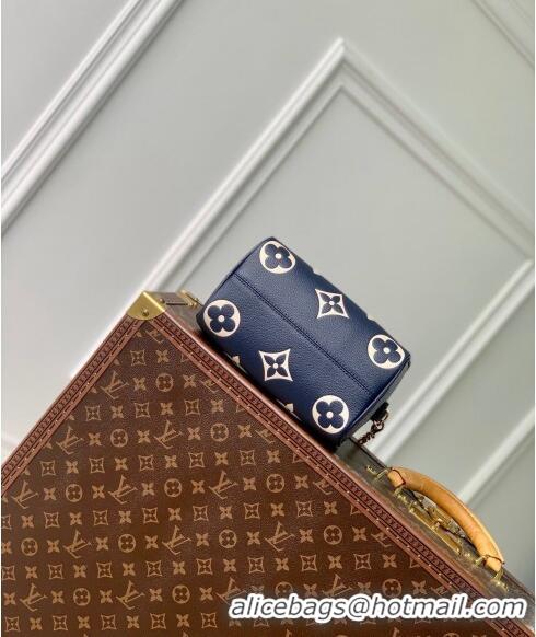 Big Discount Louis Vuitton Speedy Bandouliere 20 Bag in Bicolor Empreinte Monogram Leather M47048 Navy Blue/White 2024