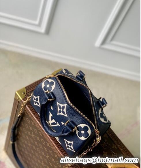 Big Discount Louis Vuitton Speedy Bandouliere 20 Bag in Bicolor Empreinte Monogram Leather M47048 Navy Blue/White 2024