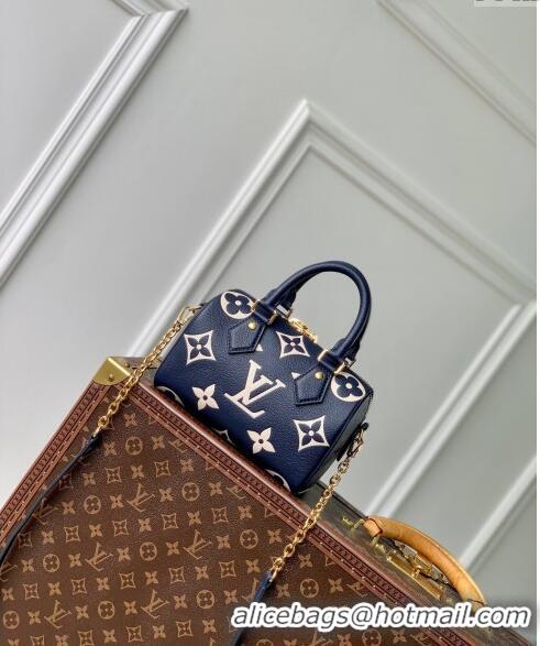 Big Discount Louis Vuitton Speedy Bandouliere 20 Bag in Bicolor Empreinte Monogram Leather M47048 Navy Blue/White 2024