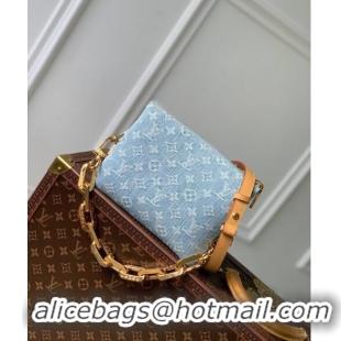 Promotional Louis Vuitton Coussin BB Bag in Washed Blue Monogram Denim 100% GOTS-certified Cotton M11401 2024