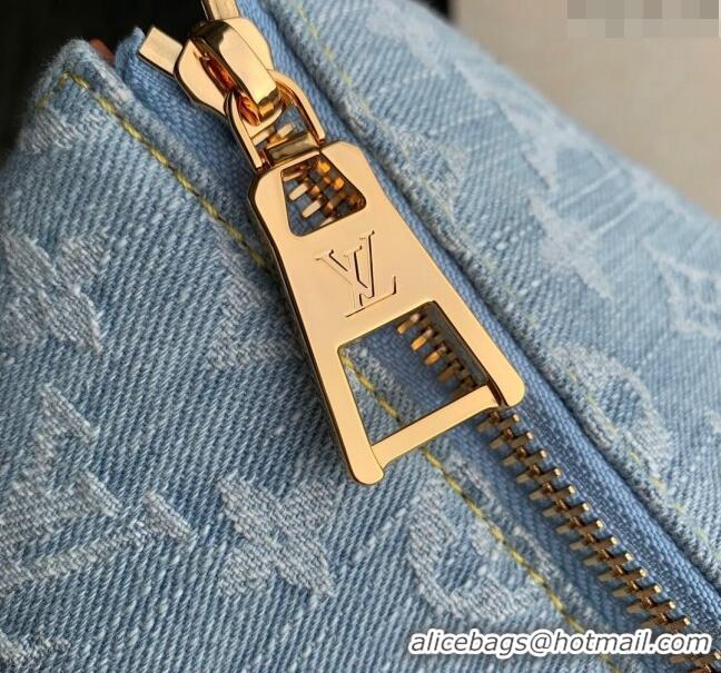 Promotional Louis Vuitton Coussin BB Bag in Washed Blue Monogram Denim 100% GOTS-certified Cotton M11401 2024