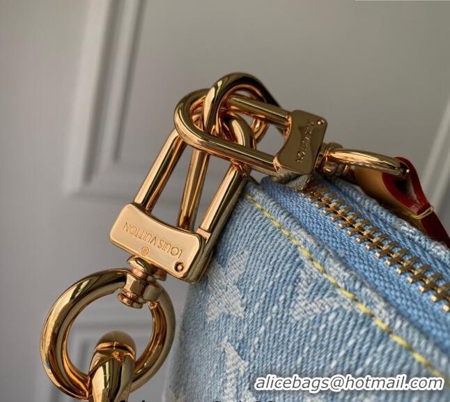 Promotional Louis Vuitton Coussin BB Bag in Washed Blue Monogram Denim 100% GOTS-certified Cotton M11401 2024