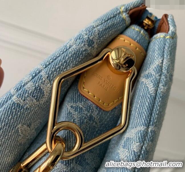 Promotional Louis Vuitton Coussin BB Bag in Washed Blue Monogram Denim 100% GOTS-certified Cotton M11401 2024